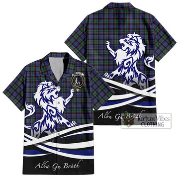 Fletcher Modern Tartan Short Sleeve Button Shirt with Alba Gu Brath Regal Lion Emblem