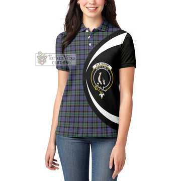 Fletcher Modern Tartan Women's Polo Shirt with Family Crest Circle Style
