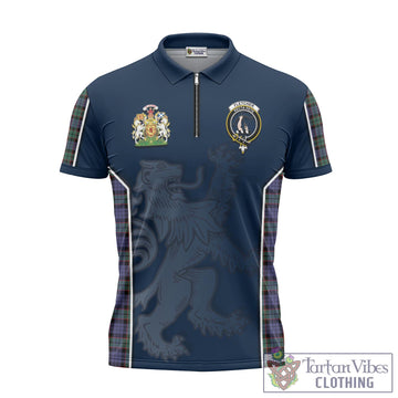 Fletcher Modern Tartan Zipper Polo Shirt with Family Crest and Lion Rampant Vibes Sport Style