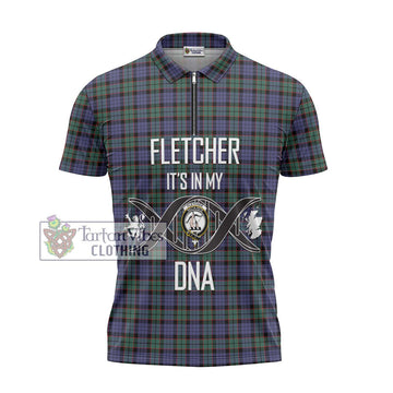 Fletcher Modern Tartan Zipper Polo Shirt with Family Crest DNA In Me Style