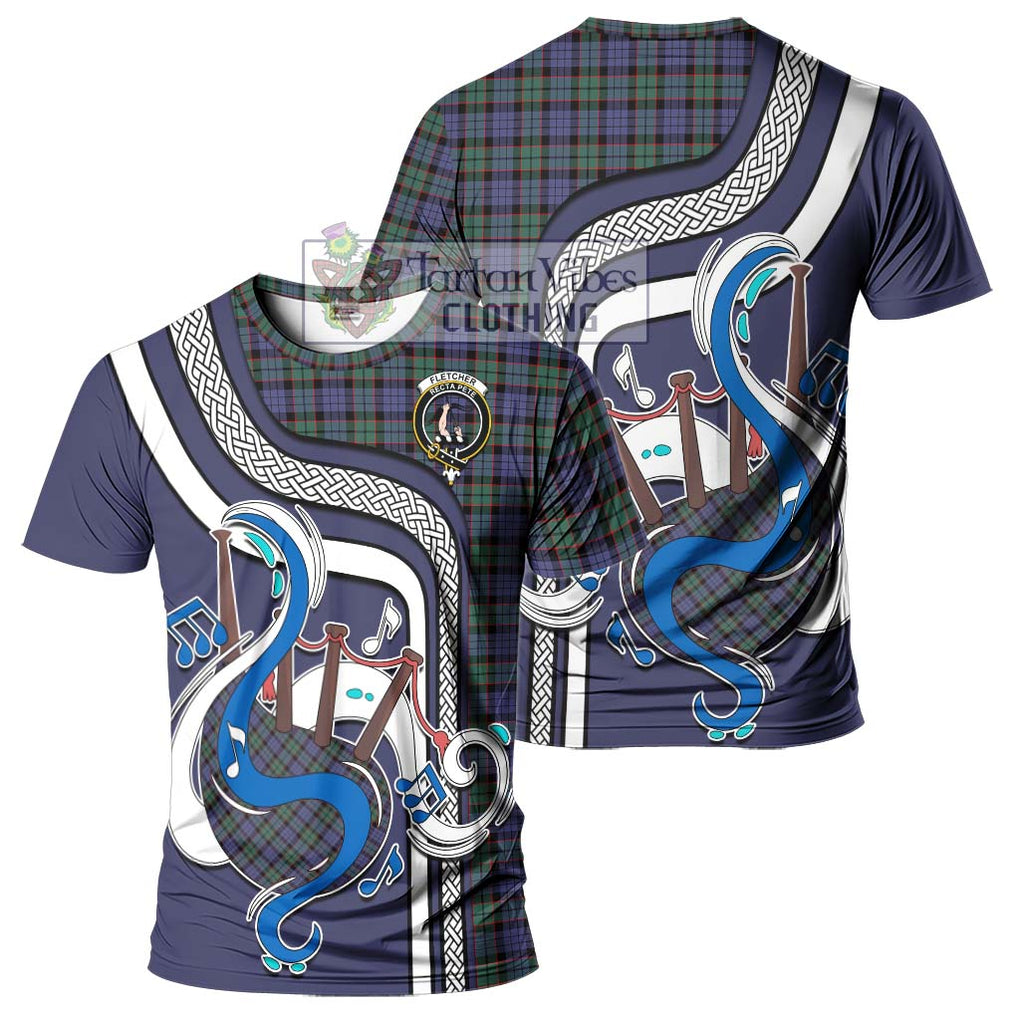 Fletcher Modern Tartan T-Shirt with Epic Bagpipe Style - Tartanvibesclothing Shop