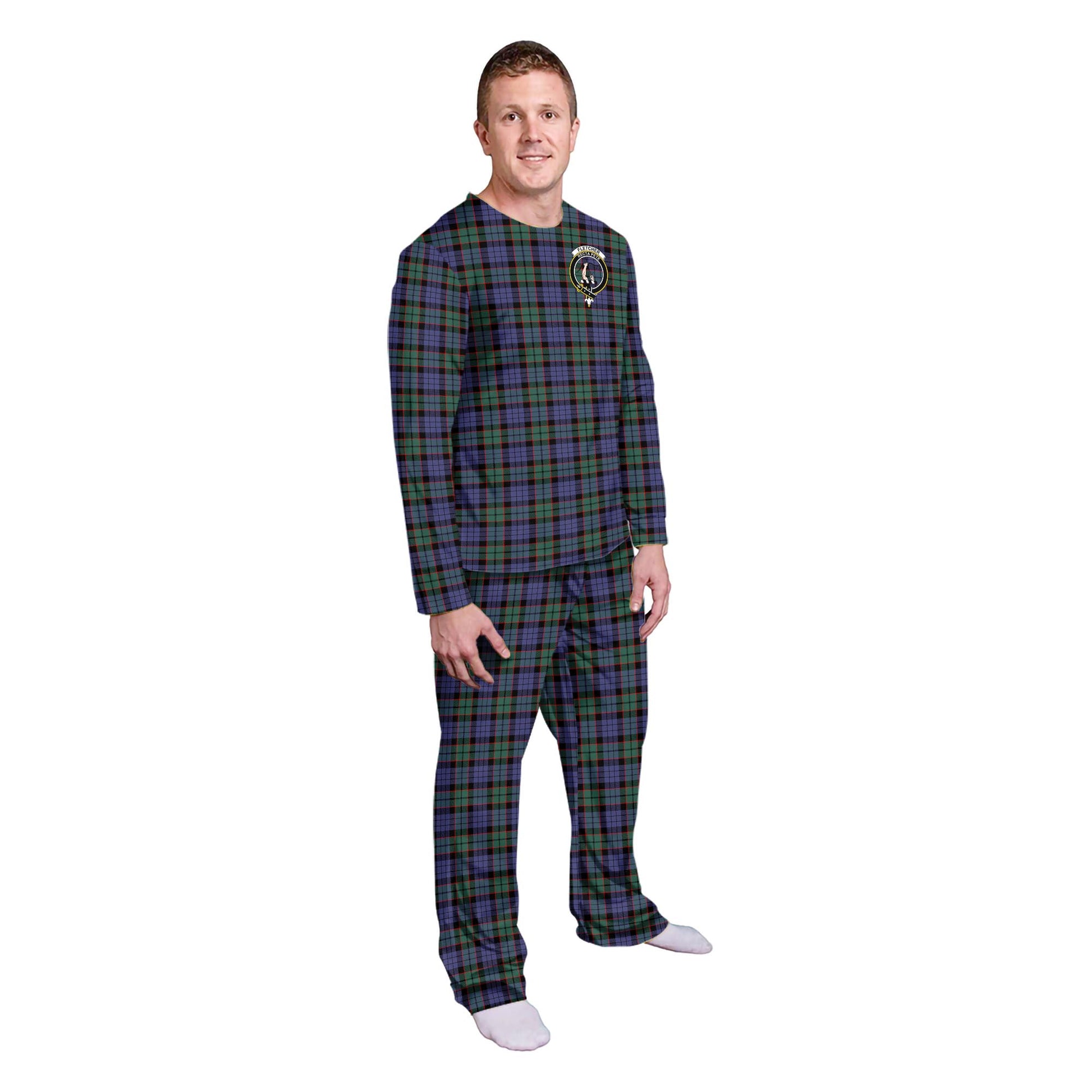 Fletcher Modern Tartan Pajamas Family Set with Family Crest - Tartanvibesclothing