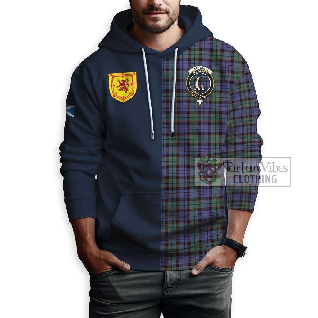 Tartan Vibes Clothing Fletcher Modern Tartan Hoodie with Scottish Lion Royal Arm Half Style