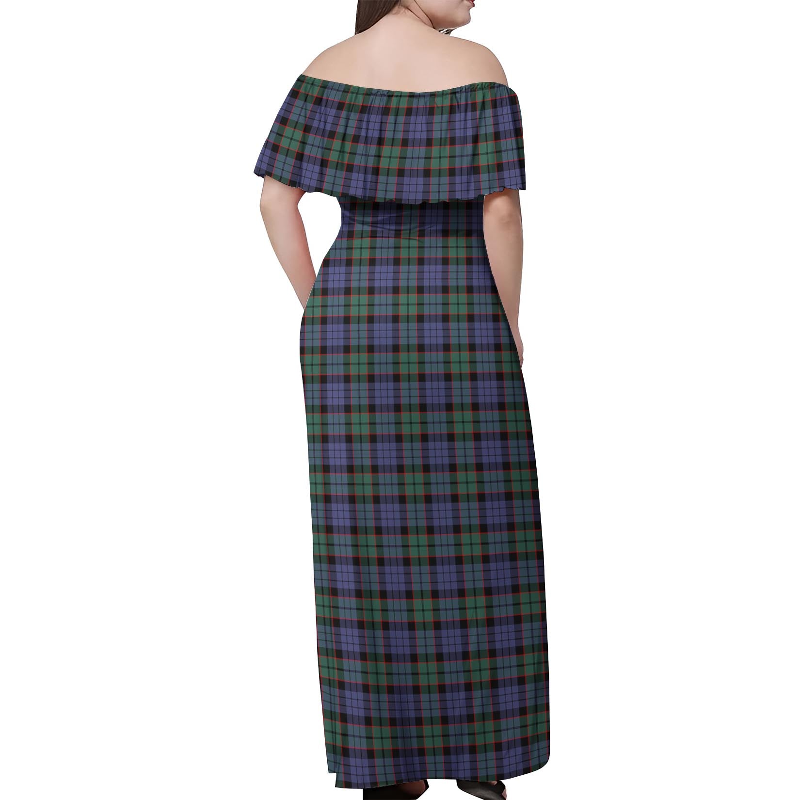 Fletcher Modern Tartan Off Shoulder Long Dress - Tartanvibesclothing