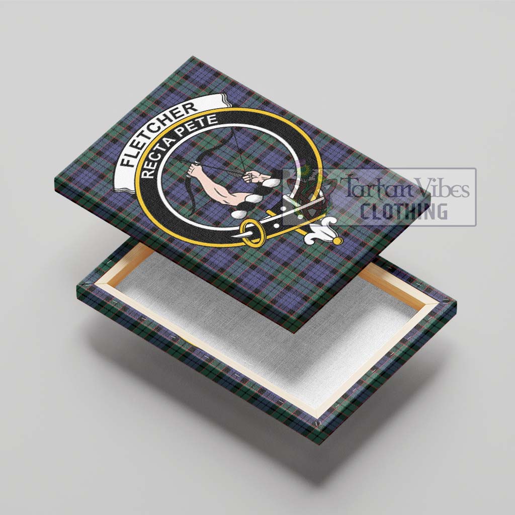 Tartan Vibes Clothing Fletcher Modern Tartan Canvas Print Wall Art with Family Crest