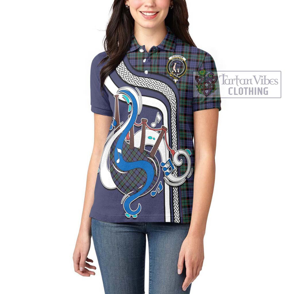 Fletcher Modern Tartan Women's Polo Shirt with Epic Bagpipe Style - Tartanvibesclothing Shop