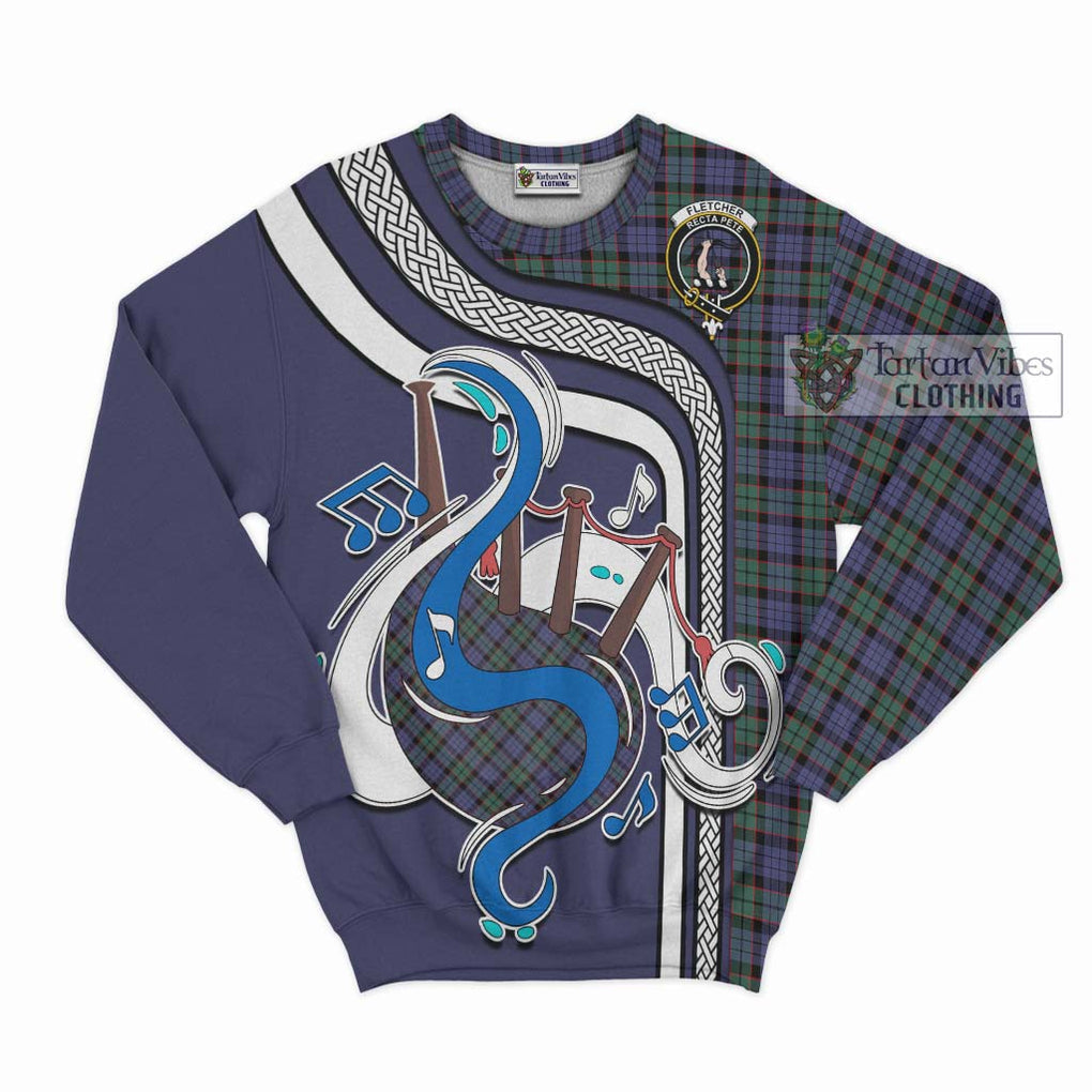 Fletcher Modern Tartan Sweatshirt with Epic Bagpipe Style - Tartanvibesclothing Shop