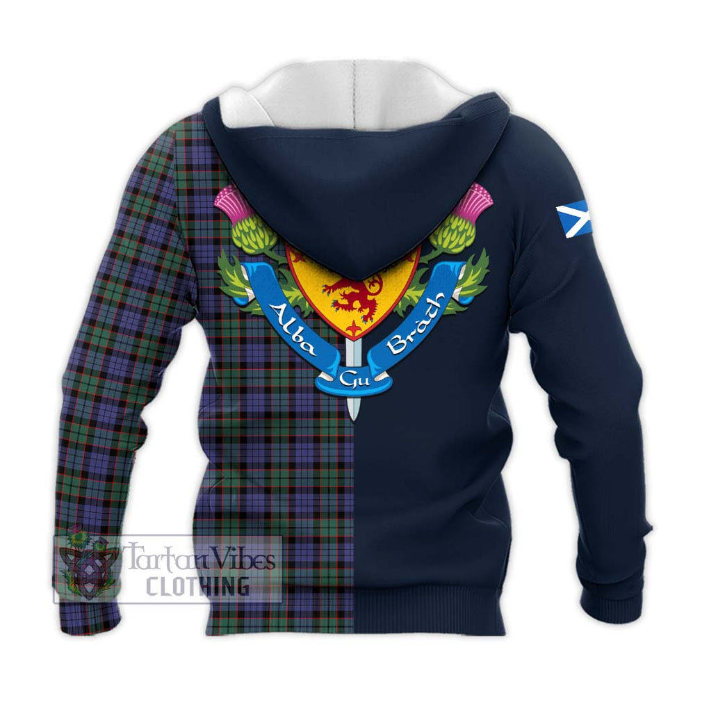 Tartan Vibes Clothing Fletcher Modern Tartan Knitted Hoodie with Scottish Lion Royal Arm Half Style