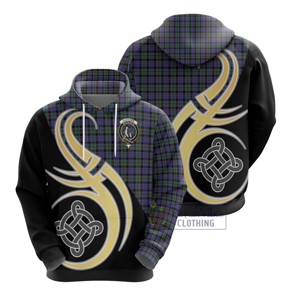 Fletcher Modern Tartan Hoodie with Family Crest and Celtic Symbol Style - Tartan Vibes Clothing