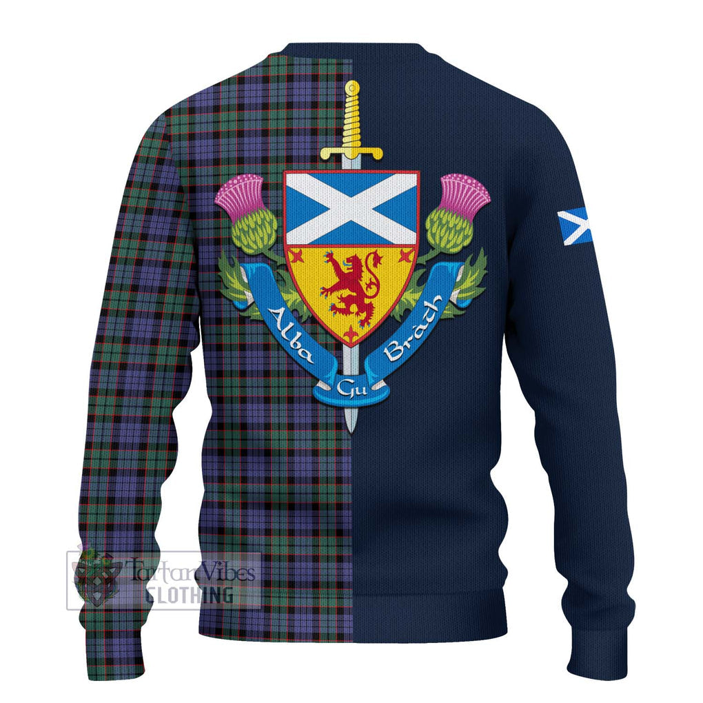 Tartan Vibes Clothing Fletcher Modern Tartan Knitted Sweater with Scottish Lion Royal Arm Half Style