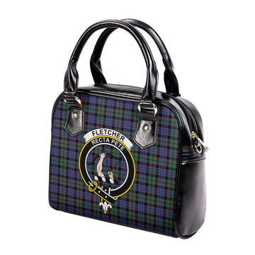 Fletcher Modern Tartan Shoulder Handbags with Family Crest