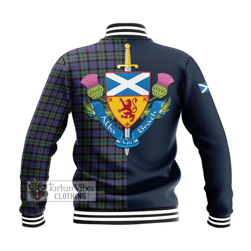 Tartan Vibes Clothing Fletcher Modern Tartan Baseball Jacket with Scottish Lion Royal Arm Half Style