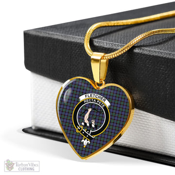Fletcher Modern Tartan Heart Necklace with Family Crest