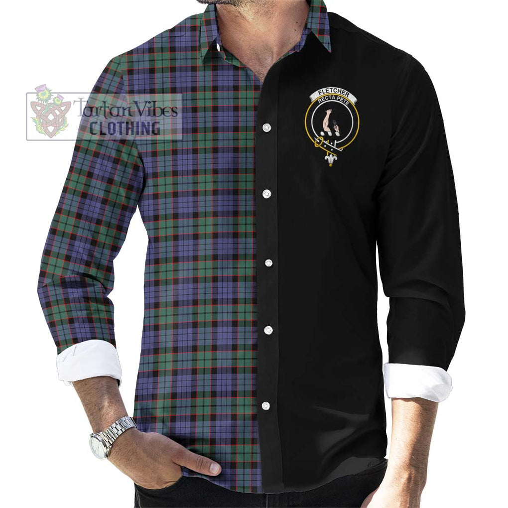 Fletcher Modern Tartan Long Sleeve Button Shirt with Family Crest and Half Of Me Style - Tartanvibesclothing Shop