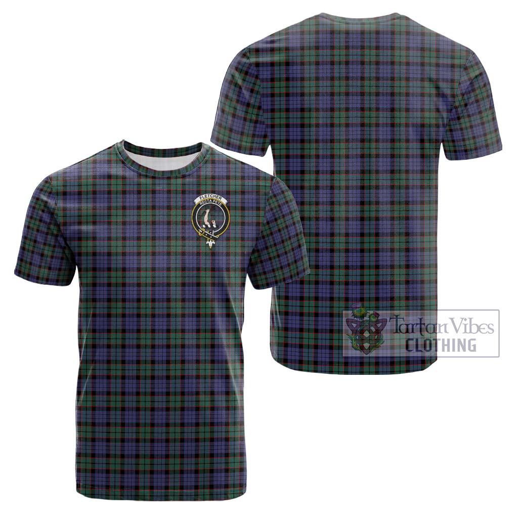 Tartan Vibes Clothing Fletcher Modern Tartan Cotton T-Shirt with Family Crest