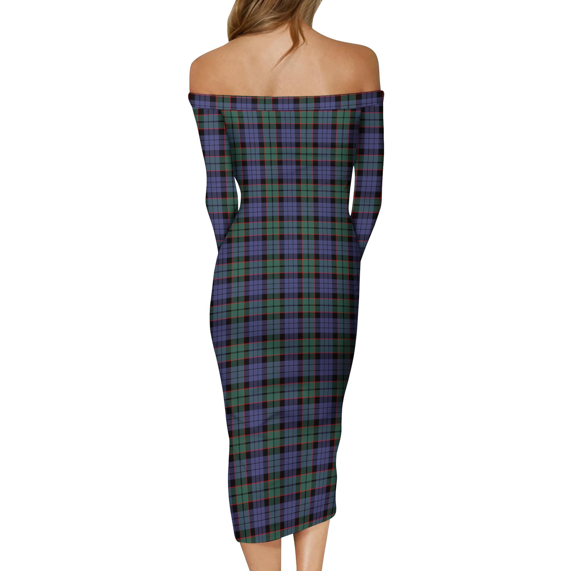 Fletcher Modern Tartan Off Shoulder Lady Dress - Tartanvibesclothing