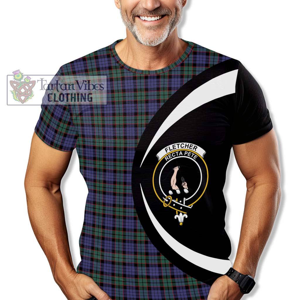 Tartan Vibes Clothing Fletcher Modern Tartan T-Shirt with Family Crest Circle Style