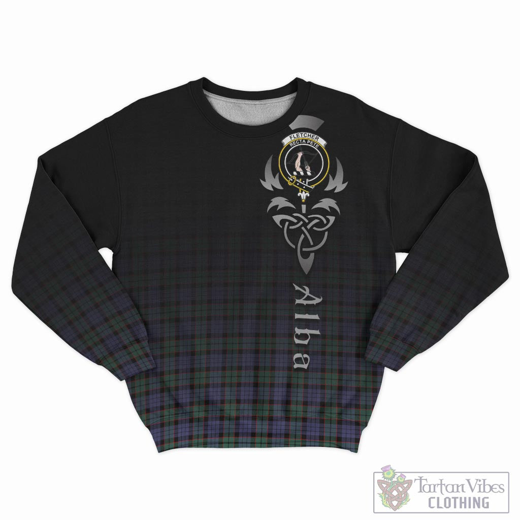 Tartan Vibes Clothing Fletcher Modern Tartan Sweatshirt Featuring Alba Gu Brath Family Crest Celtic Inspired