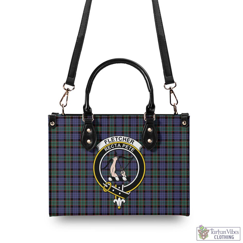 Tartan Vibes Clothing Fletcher Modern Tartan Luxury Leather Handbags with Family Crest