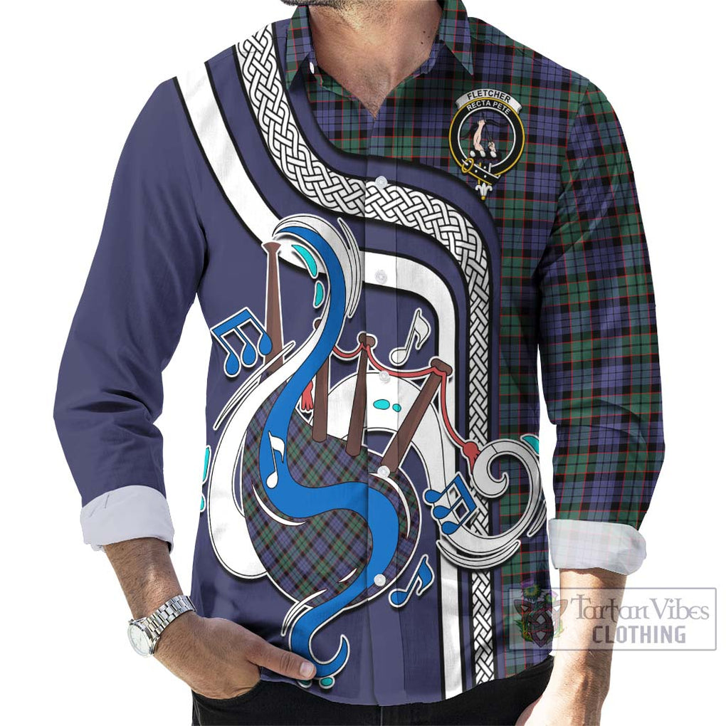 Fletcher Modern Tartan Long Sleeve Button Shirt with Epic Bagpipe Style - Tartanvibesclothing Shop