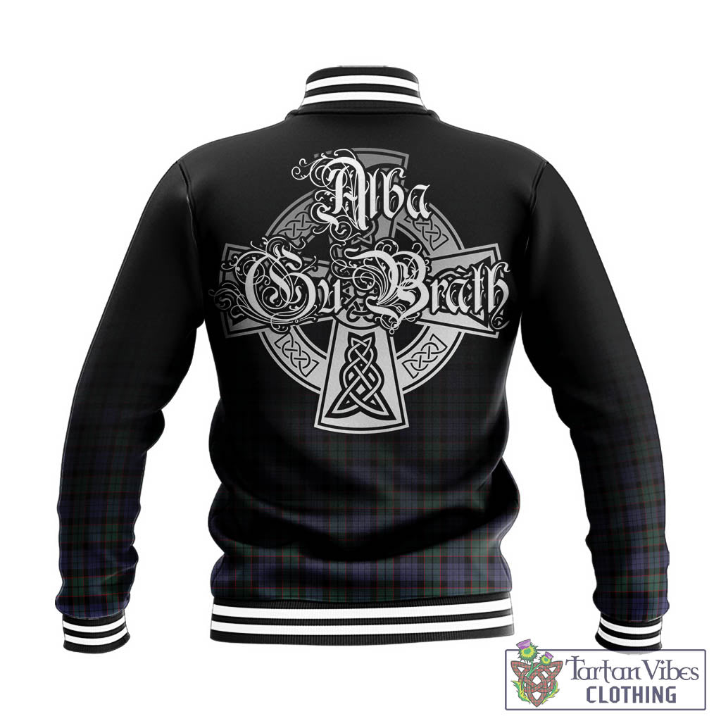Tartan Vibes Clothing Fletcher Modern Tartan Baseball Jacket Featuring Alba Gu Brath Family Crest Celtic Inspired