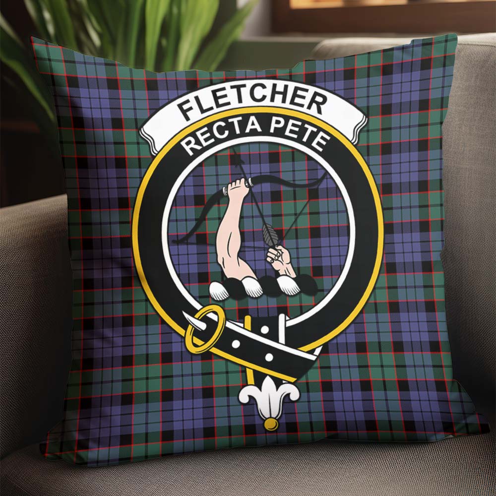 Fletcher Modern Tartan Pillow Cover with Family Crest - Tartanvibesclothing