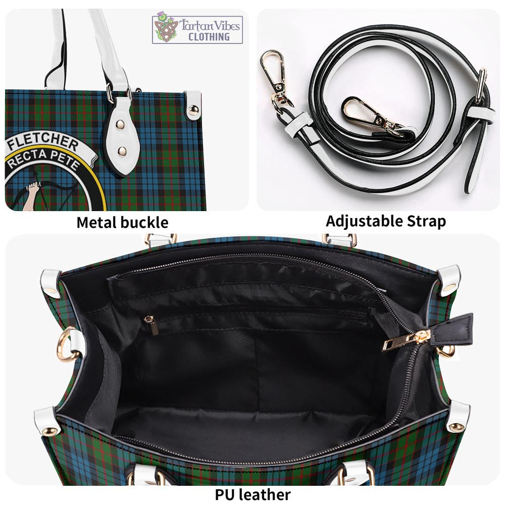 Tartan Vibes Clothing Fletcher of Dunans Tartan Luxury Leather Handbags with Family Crest