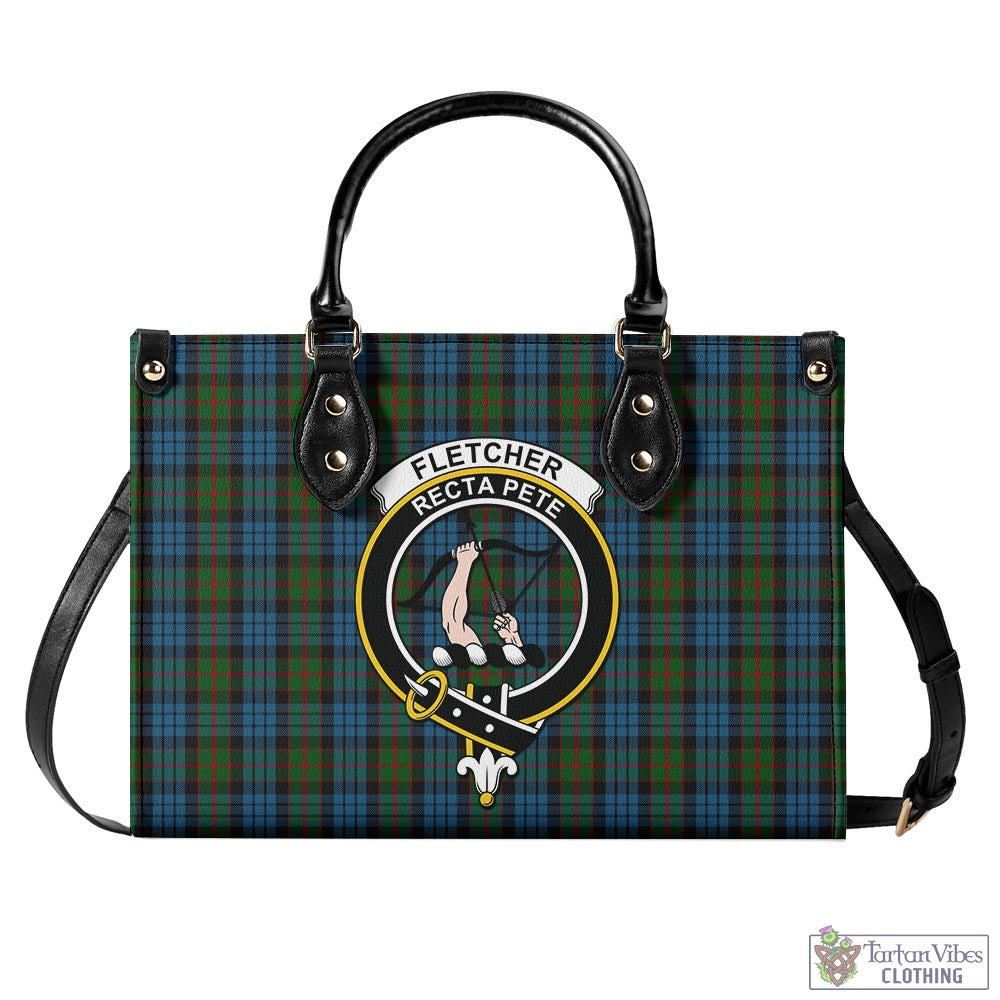 Tartan Vibes Clothing Fletcher of Dunans Tartan Luxury Leather Handbags with Family Crest