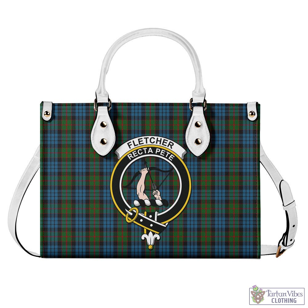 Tartan Vibes Clothing Fletcher of Dunans Tartan Luxury Leather Handbags with Family Crest