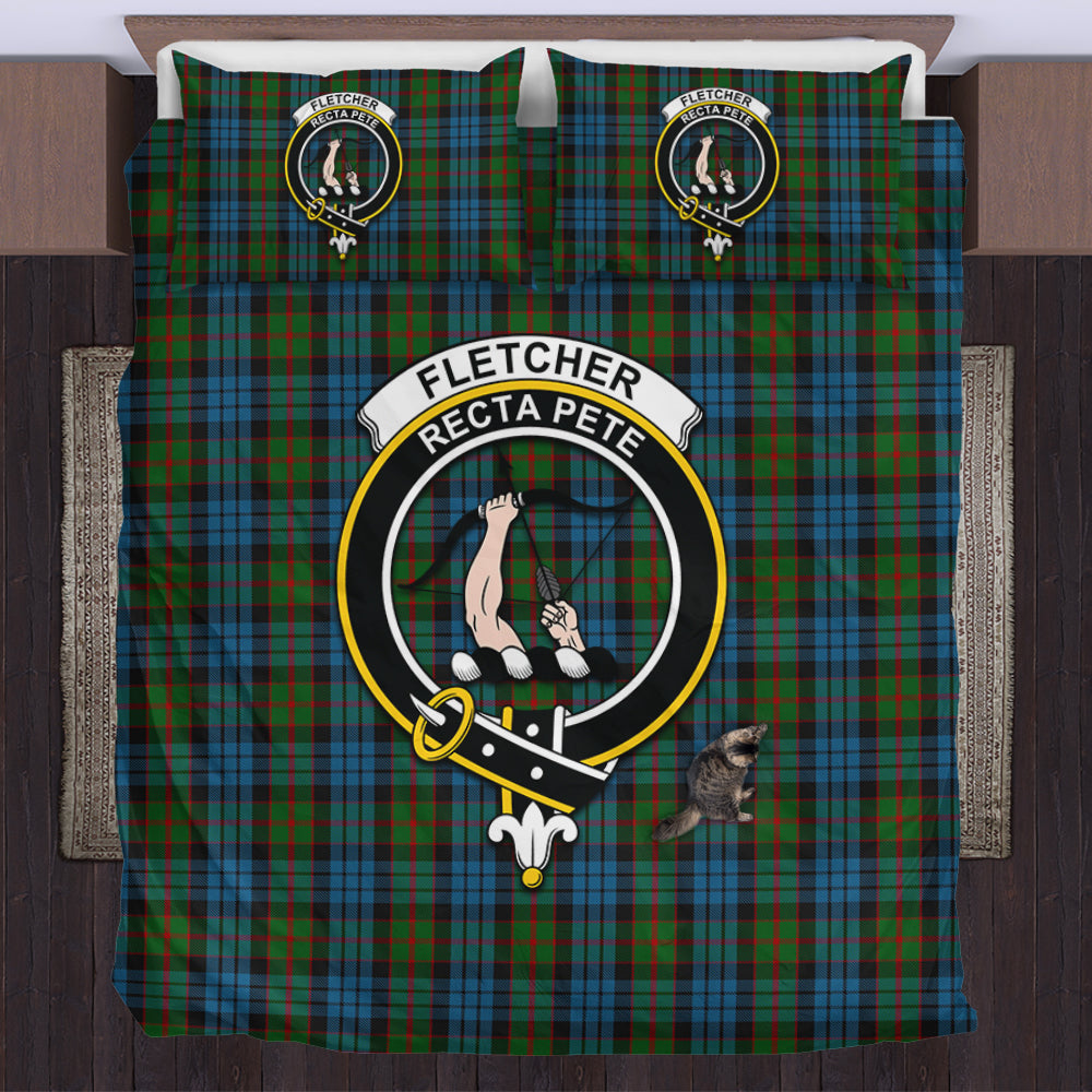 Fletcher of Dunans Tartan Bedding Set with Family Crest US Bedding Set - Tartan Vibes Clothing