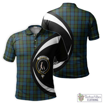 Fletcher of Dunans Tartan Men's Polo Shirt with Family Crest Circle Style
