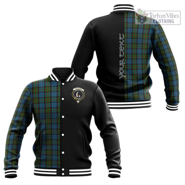 Fletcher of Dunans Tartan Baseball Jacket with Family Crest and Half Of Me Style