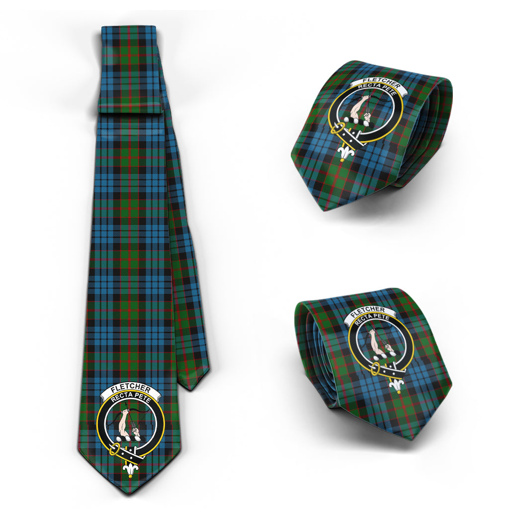 Fletcher of Dunans Tartan Classic Necktie with Family Crest Necktie One Size - Tartan Vibes Clothing