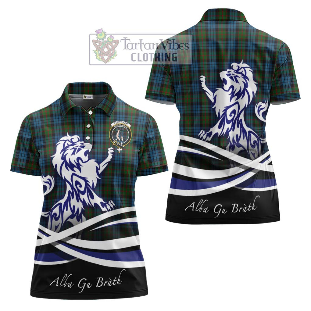 Fletcher of Dunans Tartan Women's Polo Shirt with Alba Gu Brath Regal Lion Emblem Women - Tartanvibesclothing Shop