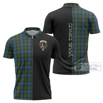 Fletcher of Dunans Tartan Zipper Polo Shirt with Family Crest and Half Of Me Style