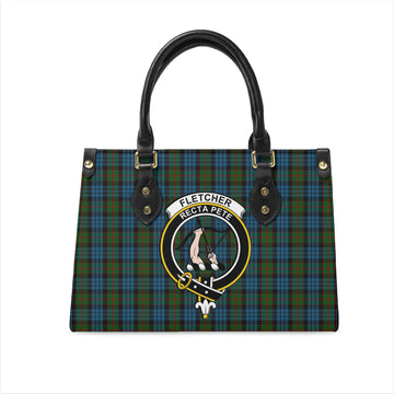 Fletcher of Dunans Tartan Leather Bag with Family Crest