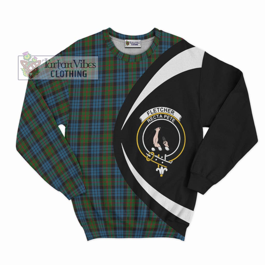 Tartan Vibes Clothing Fletcher of Dunans Tartan Sweatshirt with Family Crest Circle Style