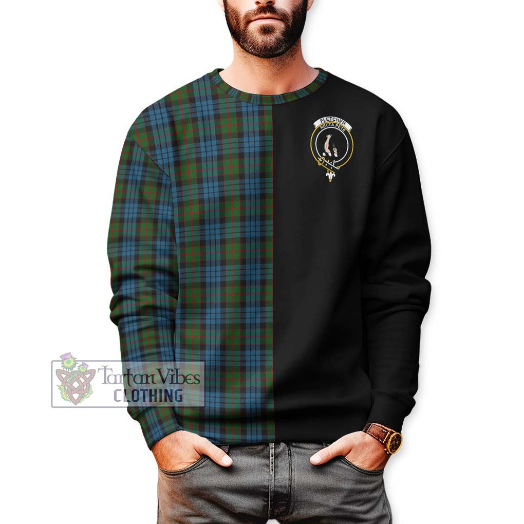 Fletcher of Dunans Tartan Sweatshirt with Family Crest and Half Of Me Style Unisex - Tartanvibesclothing Shop