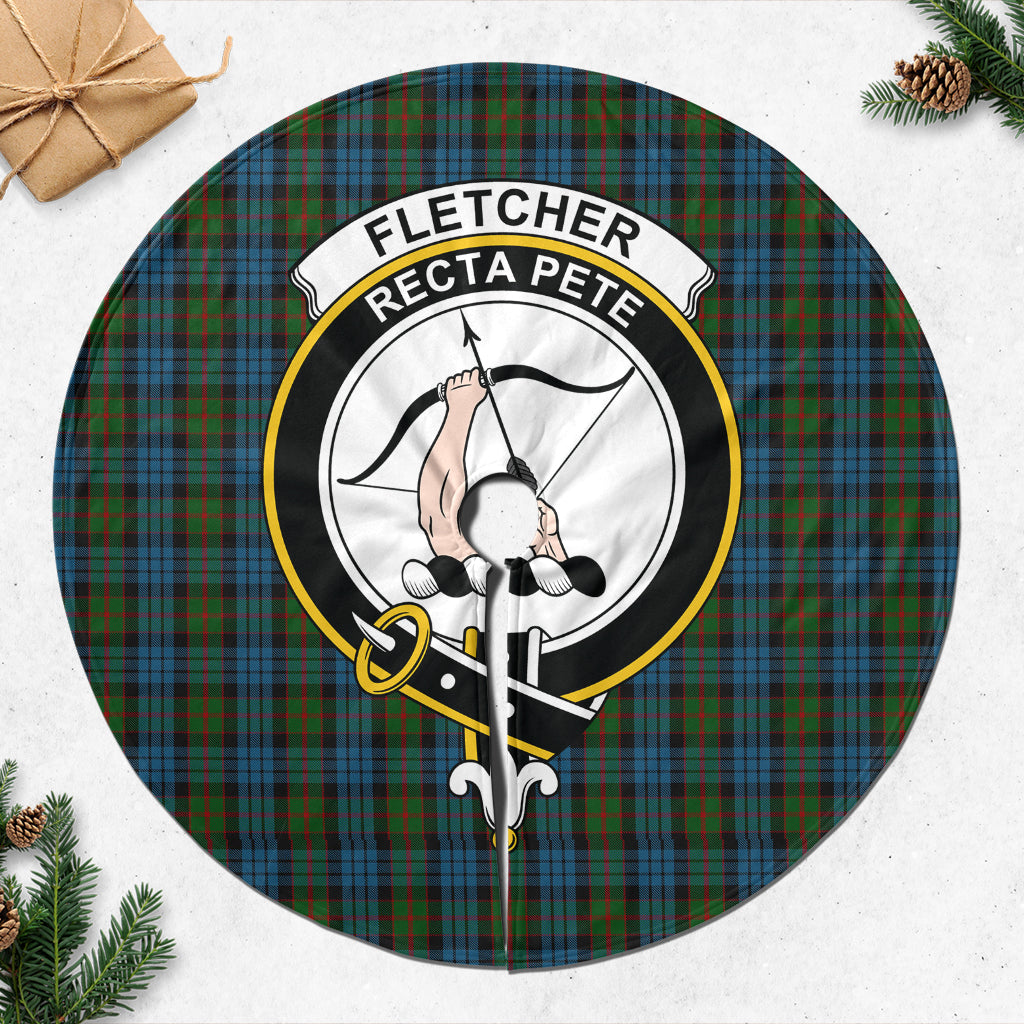 Fletcher of Dunans Tartan Christmas Tree Skirt with Family Crest - Tartanvibesclothing