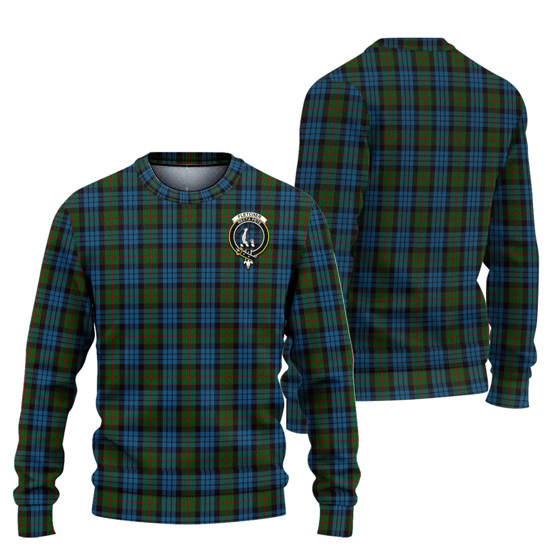 Fletcher of Dunans Tartan Knitted Sweater with Family Crest Unisex - Tartanvibesclothing