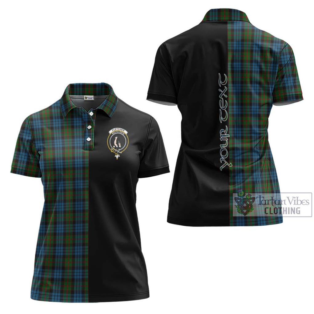 Fletcher of Dunans Tartan Women's Polo Shirt with Family Crest and Half Of Me Style Women - Tartanvibesclothing Shop