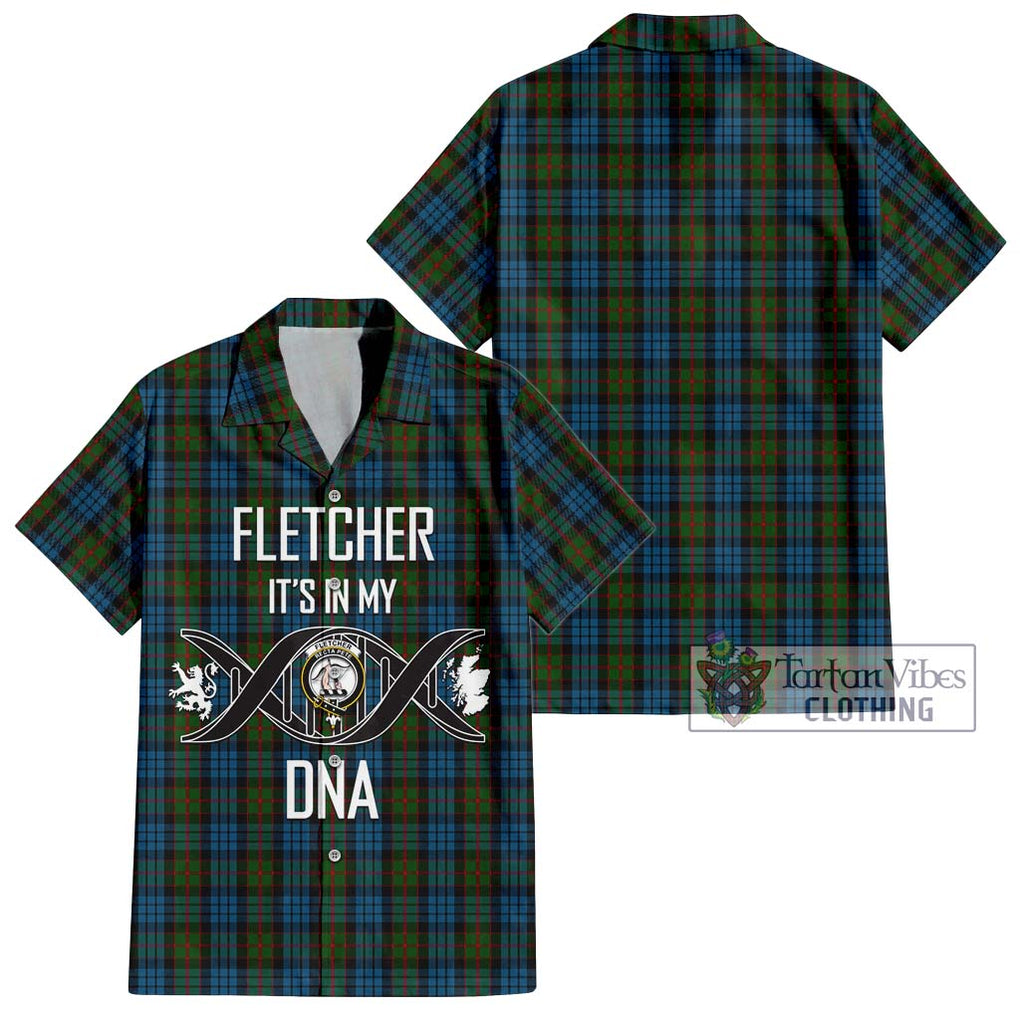 Fletcher of Dunans Tartan Short Sleeve Button Shirt with Family Crest DNA In Me Style Kid - Tartanvibesclothing Shop