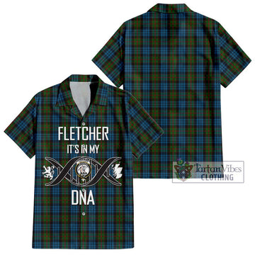 Fletcher of Dunans Tartan Short Sleeve Button Shirt with Family Crest DNA In Me Style