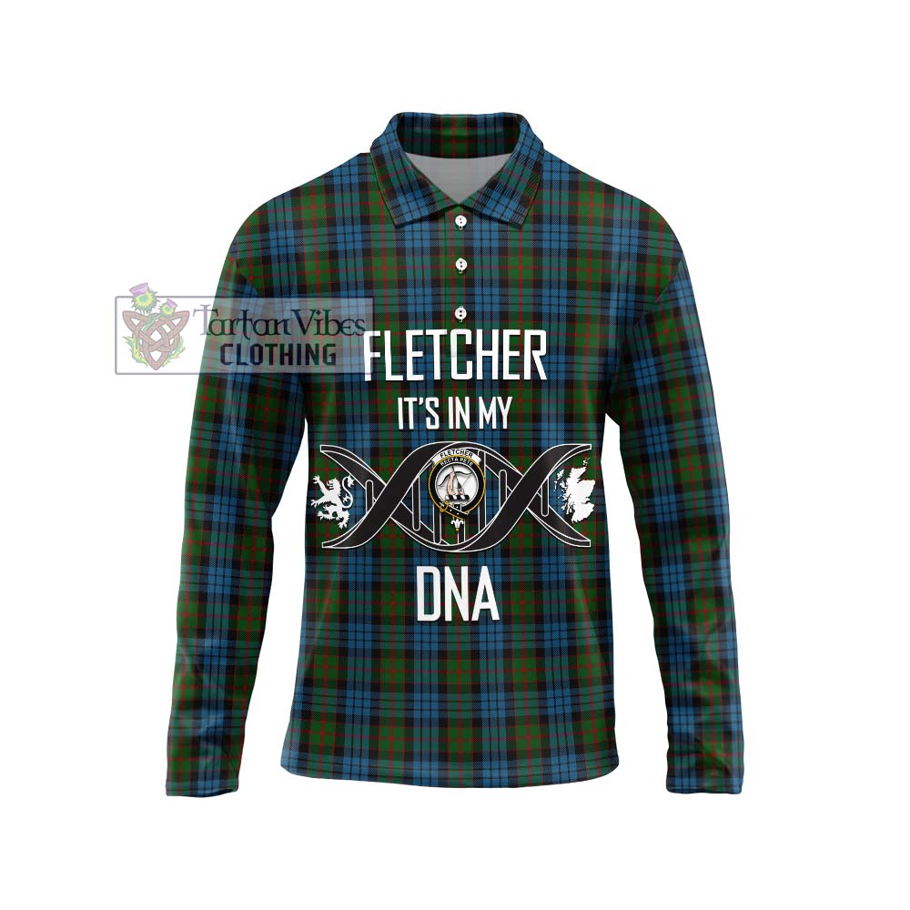 Fletcher of Dunans Tartan Long Sleeve Polo Shirt with Family Crest DNA In Me Style Unisex - Tartanvibesclothing Shop