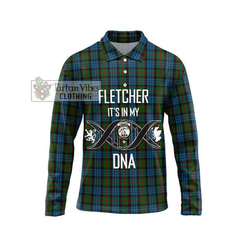 Fletcher of Dunans Tartan Long Sleeve Polo Shirt with Family Crest DNA In Me Style