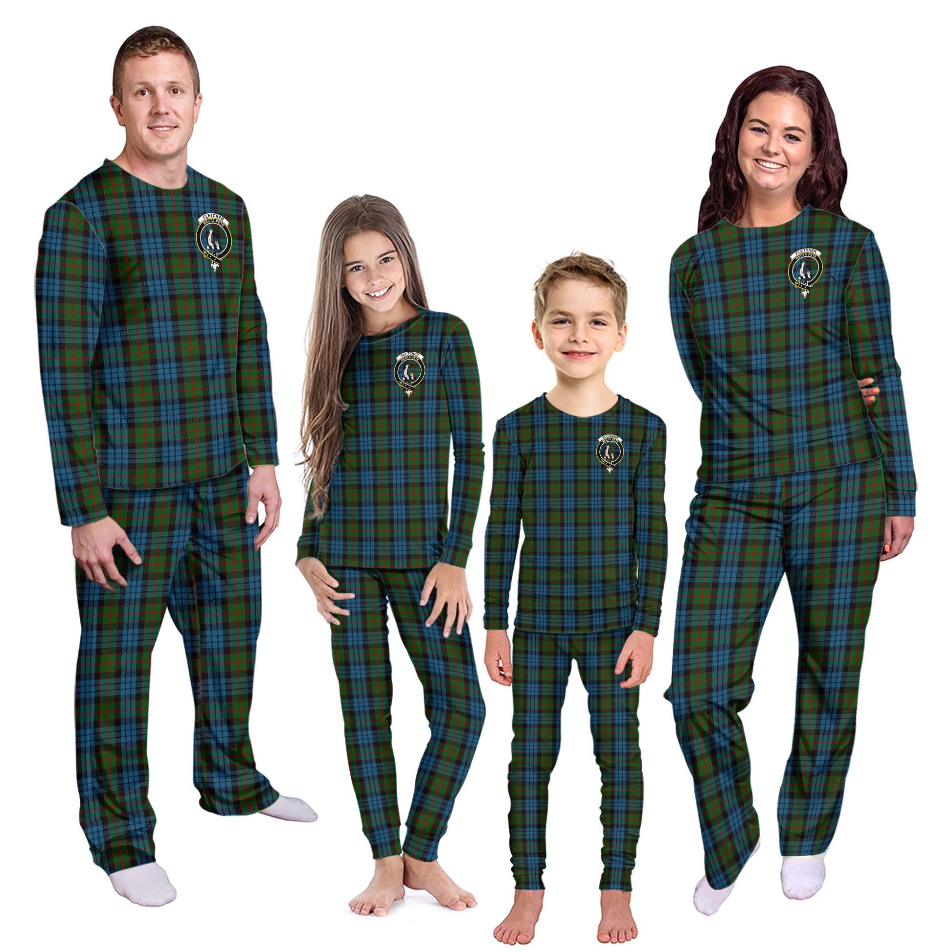 Fletcher of Dunans Tartan Pajamas Family Set with Family Crest Kid - Tartan Vibes Clothing