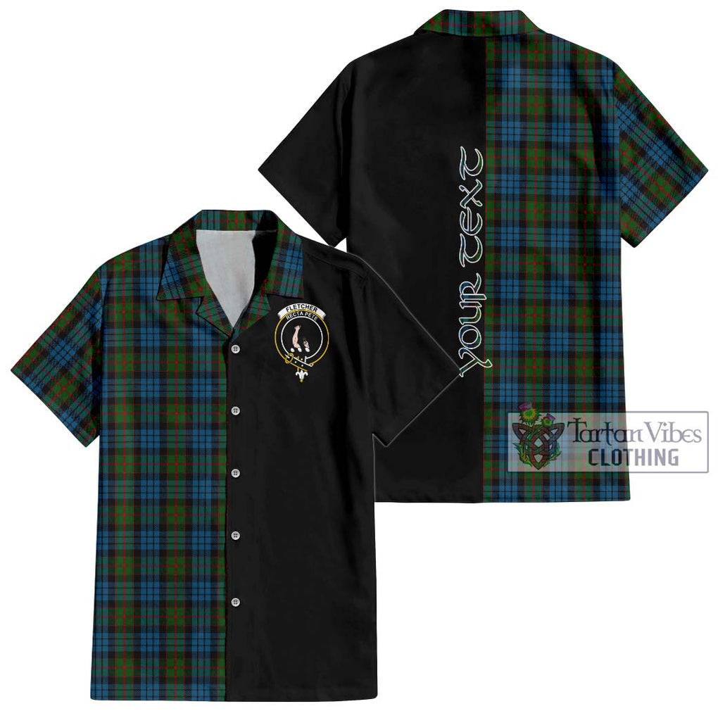 Fletcher of Dunans Tartan Short Sleeve Button Shirt with Family Crest and Half Of Me Style Kid - Tartanvibesclothing Shop