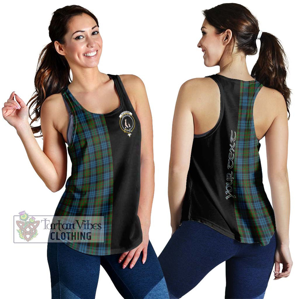 Fletcher of Dunans Tartan Women's Racerback Tanks with Family Crest and Half Of Me Style 4XL - Tartanvibesclothing Shop