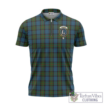 Fletcher of Dunans Tartan Zipper Polo Shirt with Family Crest