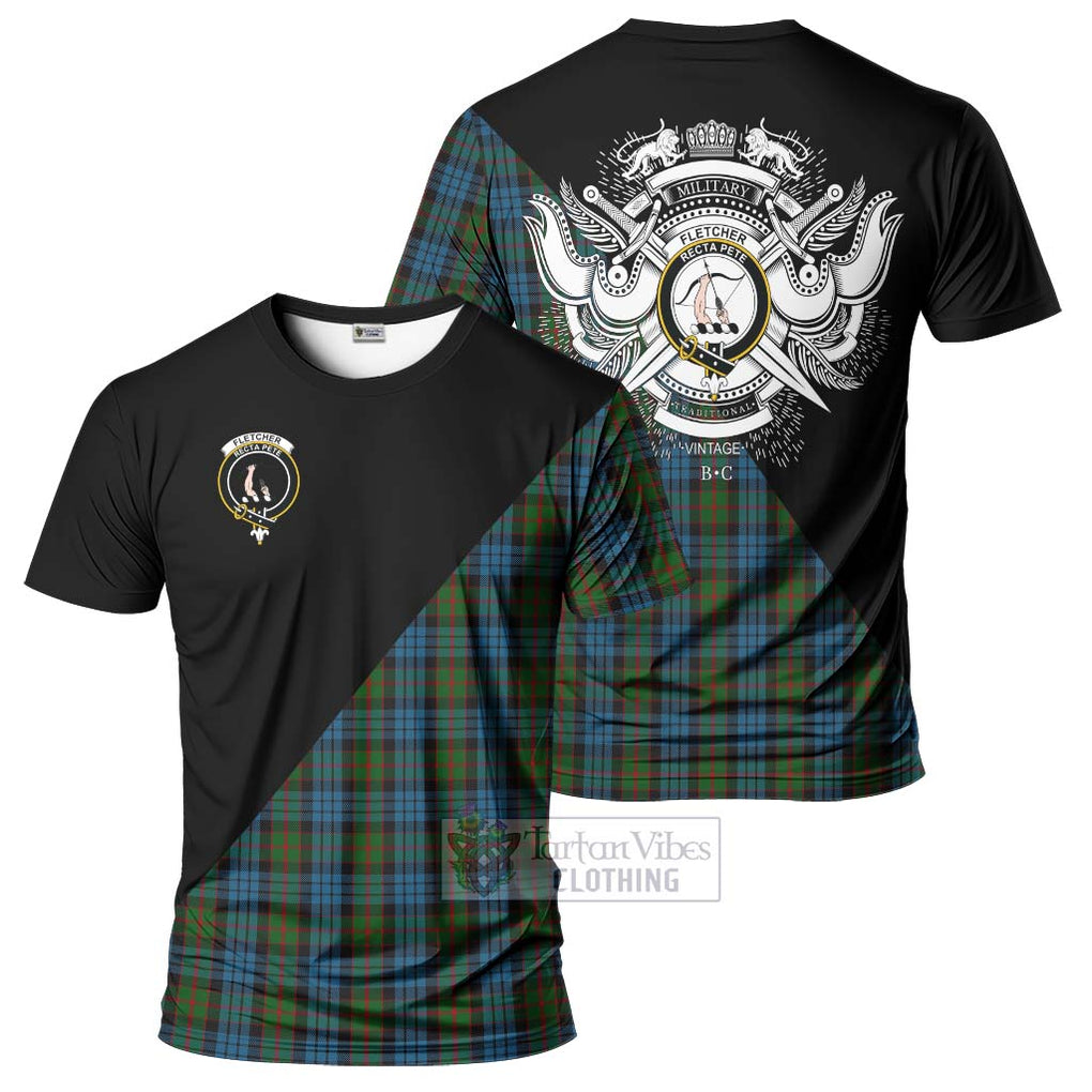 Fletcher of Dunans Tartan T-Shirt with Family Crest and Military Logo Style Kid's Shirt - Tartanvibesclothing Shop